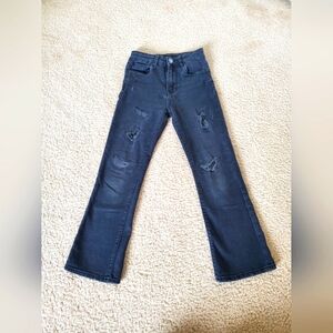 Hudson Kids Distressed Black Flare Jeans Girls Size 8